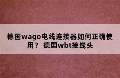 德国wago电线连接器如何正确使用？ 德国wbt接线头